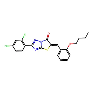 (E)-5-(2-butoxybenzylidene)-2-(2,4-dichlorophenyl)thiazolo[3,2-b][1,2,4]triazol-6(5H)-one structure