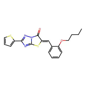 (5Z)-5-(2-butoxybenzylidene)-2-thien-2-yl[1,3]thiazolo[3,2-b][1,2,4]triazol-6(5H)-one structure