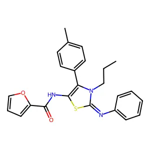 N-[(2E)-4-(4-methylphenyl)-2-(phenylimino)-3-propyl-2,3-dihydro-1,3-thiazol-5-yl]furan-2-carboxamide structure