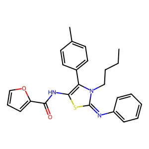 N-[(2E)-3-butyl-4-(4-methylphenyl)-2-(phenylimino)-2,3-dihydro-1,3-thiazol-5-yl]furan-2-carboxamide structure