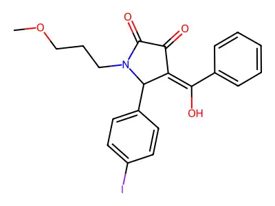 4-(hydroxy-phenyl-methylidene)-5-(4-iodophenyl)-1-(3-methoxypropyl)pyrrolidine-2,3-dione structure