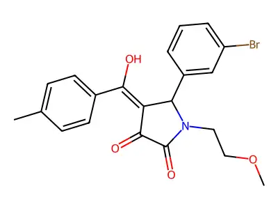 5-(3-bromophenyl)-4-[hydroxy-(4-methylphenyl)methylidene]-1-(2-methoxyethyl)pyrrolidine-2,3-dione structure