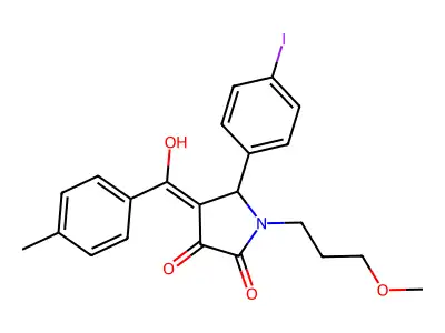 4-[hydroxy-(4-methylphenyl)methylidene]-5-(4-iodophenyl)-1-(3-methoxypropyl)pyrrolidine-2,3-dione structure