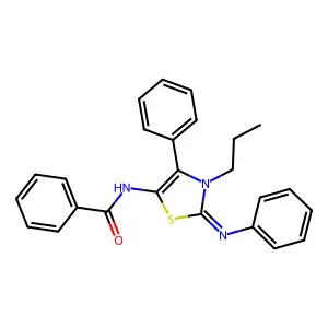 N-[(2E)-4-phenyl-2-(phenylimino)-3-propyl-2,3-dihydro-1,3-thiazol-5-yl]benzamide structure