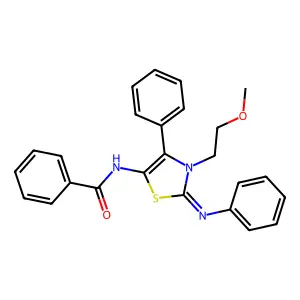 N-[(2E)-3-(2-methoxyethyl)-4-phenyl-2-(phenylimino)-2,3-dihydro-1,3-thiazol-5-yl]benzamide structure