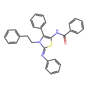 N-(3-phenethyl-4-phenyl-2-phenylimino-1,3-thiazol-5-yl)benzamide structure