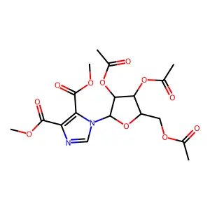 dimethyl 1-[3,4-diacetyloxy-5-(acetyloxymethyl)oxolan-2-yl]imidazole-4,5-dicarboxylate structure