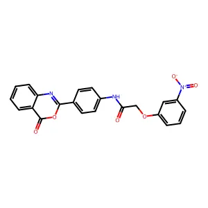 2-(3-nitrophenoxy)-N-[4-(4-oxo-4H-3,1-benzoxazin-2-yl)phenyl]acetamide structure