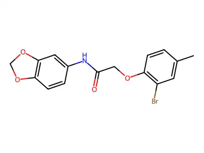 N-(1,3-benzodioxol-5-yl)-2-(2-bromo-4-methylphenoxy)acetamide structure