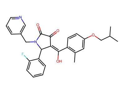 2H-Pyrrol-2-one, 5-(2-fluorophenyl)-1,5-dihydro-3-hydroxy-4-[2-methyl-4-(2-methylpropoxy)benzoyl]-1-(3-pyridinylmethyl)- structure