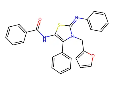 N-[(2Z)-3-(furan-2-ylmethyl)-4-phenyl-2-(phenylimino)-2,3-dihydro-1,3-thiazol-5-yl]benzamide structure