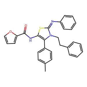 N-[(2Z)-4-(4-methylphenyl)-3-(2-phenylethyl)-2-(phenylimino)-2,3-dihydro-1,3-thiazol-5-yl]furan-2-carboxamide structure