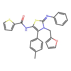 N-[(2Z)-3-(furan-2-ylmethyl)-4-(4-methylphenyl)-2-(phenylimino)-2,3-dihydro-1,3-thiazol-5-yl]thiophene-2-carboxamide structure