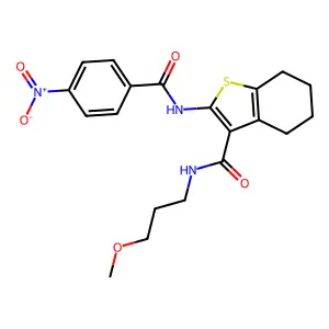 N-(3-methoxypropyl)-2-[(4-nitrobenzoyl)amino]-4,5,6,7-tetrahydro-1-benzothiophene-3-carboxamide structure
