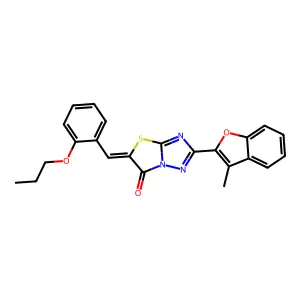 (5E)-2-(3-methyl-1-benzofuran-2-yl)-5-[(2-propoxyphenyl)methylidene]-[1,3]thiazolo[3,2-b][1,2,4]triazol-6-one structure