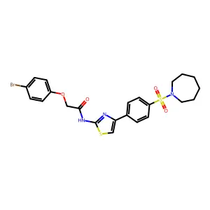 N-{4-[4-(azepan-1-ylsulfonyl)phenyl]-1,3-thiazol-2-yl}-2-(4-bromophenoxy)acetamide structure