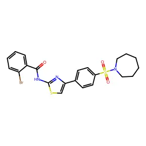 N-{4-[4-(azepan-1-ylsulfonyl)phenyl]-1,3-thiazol-2-yl}-2-bromobenzamide structure