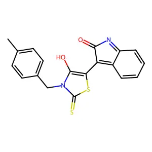 (Z)-3-(4-methylbenzyl)-5-(2-oxoindolin-3-ylidene)-2-thioxothiazolidin-4-one structure