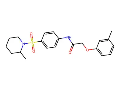 2-(3-methylphenoxy)-N-[4-(2-methylpiperidin-1-yl)sulfonylphenyl]acetamide structure