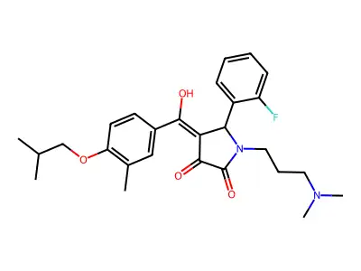 1-[3-(dimethylamino)propyl]-5-(2-fluorophenyl)-3-hydroxy-4-[3-methyl-4-(2-methylpropoxy)benzoyl]-2,5-dihydro-1H-pyrrol-2-one structure