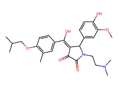 1-(2-dimethylaminoethyl)-5-(4-hydroxy-3-methoxyphenyl)-4-[hydroxy-[3-methyl-4-(2-methylpropoxy)phenyl]methylidene]pyrrolidine-2,3-dione structure