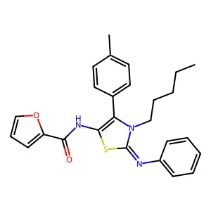 N-[(2E)-4-(4-methylphenyl)-3-pentyl-2-(phenylimino)-2,3-dihydro-1,3-thiazol-5-yl]furan-2-carboxamide structure