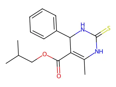 2-methylpropyl 6-methyl-4-phenyl-2-thioxo-1,2,3,4-tetrahydropyrimidine-5-carboxylate structure