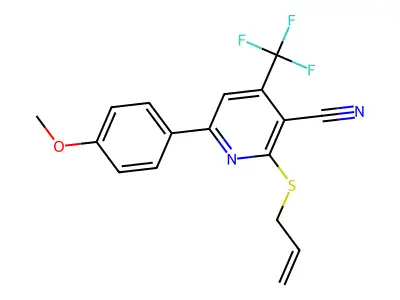2-(Allylthio)-6-(4-methoxyphenyl)-4-(trifluoromethyl)nicotinonitrile structure