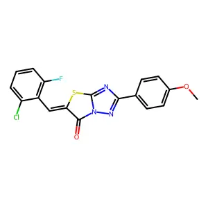 (5Z)-5-(2-chloro-6-fluorobenzylidene)-2-(4-methoxyphenyl)[1,3]thiazolo[3,2-b][1,2,4]triazol-6(5H)-one structure