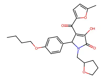 2-(4-butoxyphenyl)-4-hydroxy-3-(5-methylfuran-2-carbonyl)-1-(oxolan-2-ylmethyl)-2H-pyrrol-5-one structure