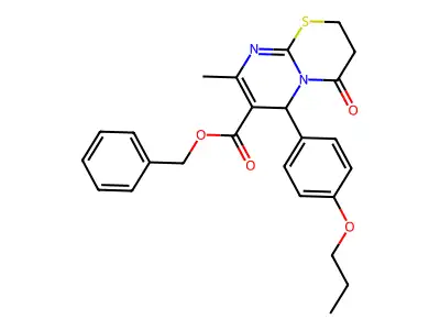 benzyl 8-methyl-4-oxo-6-(4-propoxyphenyl)-2H,3H,4H,6H-pyrimido[2,1-b][1,3]thiazine-7-carboxylate structure