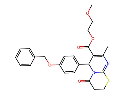 2-methoxyethyl 6-[4-(benzyloxy)phenyl]-8-methyl-4-oxo-2H,3H,4H,6H-pyrimido[2,1-b][1,3]thiazine-7-carboxylate structure