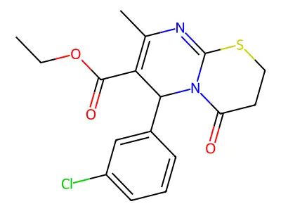 ethyl 6-(3-chlorophenyl)-8-methyl-4-oxo-2H,3H,4H,6H-pyrimido[2,1-b][1,3]thiazine-7-carboxylate structure