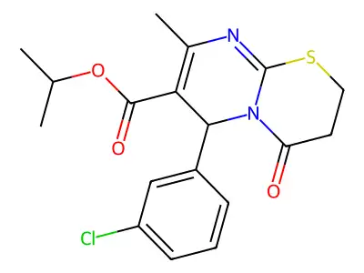 propan-2-yl 6-(3-chlorophenyl)-8-methyl-4-oxo-2H,3H,4H,6H-pyrimido[2,1-b][1,3]thiazine-7-carboxylate structure