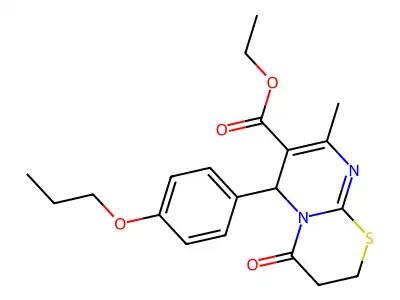 ethyl 8-methyl-4-oxo-6-(4-propoxyphenyl)-2H,3H,4H,6H-pyrimido[2,1-b][1,3]thiazine-7-carboxylate structure