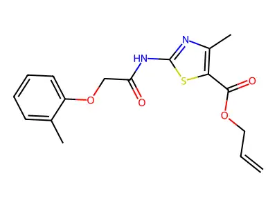 Allyl 4-methyl-2-{[(2-methylphenoxy)acetyl]amino}-1,3-thiazole-5-carboxylate structure