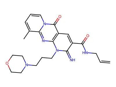 6-imino-11-methyl-7-[3-(morpholin-4-yl)propyl]-2-oxo-N-(prop-2-en-1-yl)-1,7,9-triazatricyclo[8.4.0.0^{3,8}]tetradeca-3(8),4,9,11,13-pentaene-5-carboxamide structure