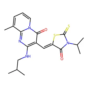 (Z)-5-((2-(isobutylamino)-9-methyl-4-oxo-4H-pyrido[1,2-a]pyrimidin-3-yl)methylene)-3-isopropyl-2-thioxothiazolidin-4-one structure