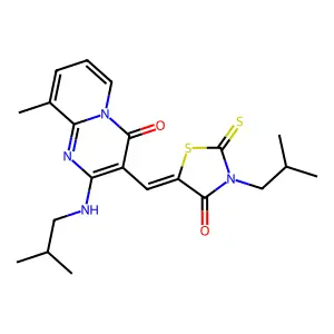 (Z)-3-isobutyl-5-((2-(isobutylamino)-9-methyl-4-oxo-4H-pyrido[1,2-a]pyrimidin-3-yl)methylene)-2-thioxothiazolidin-4-one structure