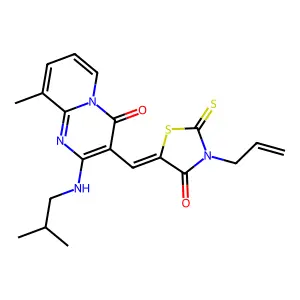 (Z)-3-allyl-5-((2-(isobutylamino)-9-methyl-4-oxo-4H-pyrido[1,2-a]pyrimidin-3-yl)methylene)-2-thioxothiazolidin-4-one structure