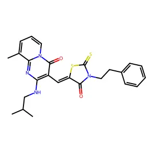 (Z)-5-((2-(isobutylamino)-9-methyl-4-oxo-4H-pyrido[1,2-a]pyrimidin-3-yl)methylene)-3-phenethyl-2-thioxothiazolidin-4-one structure
