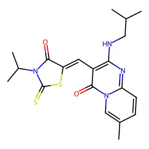 (Z)-5-((2-(isobutylamino)-7-methyl-4-oxo-4H-pyrido[1,2-a]pyrimidin-3-yl)methylene)-3-isopropyl-2-thioxothiazolidin-4-one structure