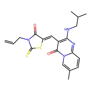 (Z)-3-allyl-5-((2-(isobutylamino)-7-methyl-4-oxo-4H-pyrido[1,2-a]pyrimidin-3-yl)methylene)-2-thioxothiazolidin-4-one structure
