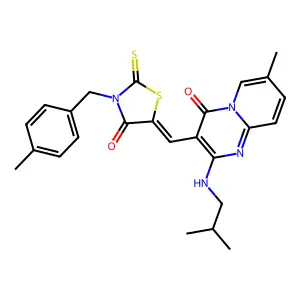 7-methyl-3-{(Z)-[3-(4-methylbenzyl)-4-oxo-2-thioxo-1,3-thiazolidin-5-ylidene]methyl}-2-[(2-methylpropyl)amino]-4H-pyrido[1,2-a]pyrimidin-4-one structure