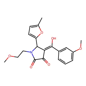 3-hydroxy-4-(3-methoxybenzoyl)-1-(2-methoxyethyl)-5-(5-methylfuran-2-yl)-2,5-dihydro-1H-pyrrol-2-one structure