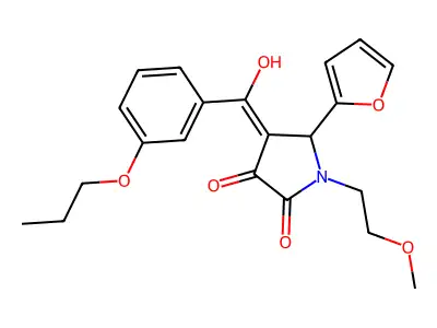 5-(2-furyl)-4-[hydroxy-(3-propoxyphenyl)methylidene]-1-(2-methoxyethyl)pyrrolidine-2,3-dione structure