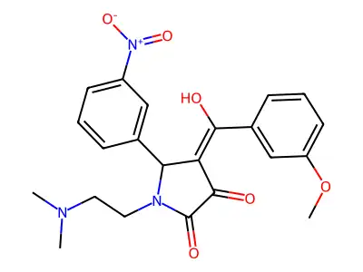 1-(2-dimethylaminoethyl)-4-[hydroxy-(3-methoxyphenyl)methylidene]-5-(3-nitrophenyl)pyrrolidine-2,3-dione structure