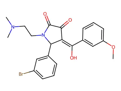5-(3-bromophenyl)-1-(2-dimethylaminoethyl)-4-[hydroxy-(3-methoxyphenyl)methylidene]pyrrolidine-2,3-dione structure
