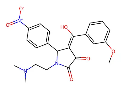 1-(2-dimethylaminoethyl)-4-[hydroxy-(3-methoxyphenyl)methylidene]-5-(4-nitrophenyl)pyrrolidine-2,3-dione structure