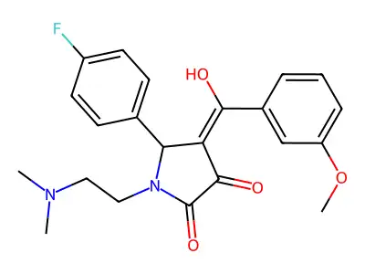 1-(2-dimethylaminoethyl)-5-(4-fluorophenyl)-4-[hydroxy-(3-methoxyphenyl)methylidene]pyrrolidine-2,3-dione structure